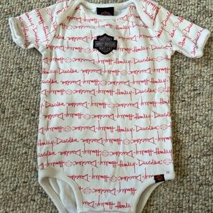 Harley-Davidson White and Pink Script Onesie